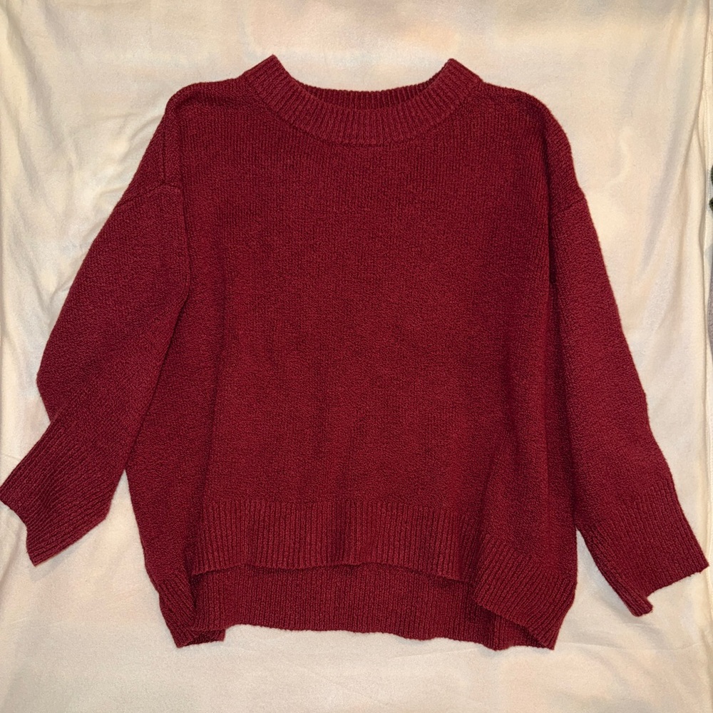Women's 2X Red Slight Crop Hi-Low Sweater
